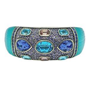 Heidi Daus NWOT Say It With Style Crystal Acrylic Brass Hinged Bangle Bracelet